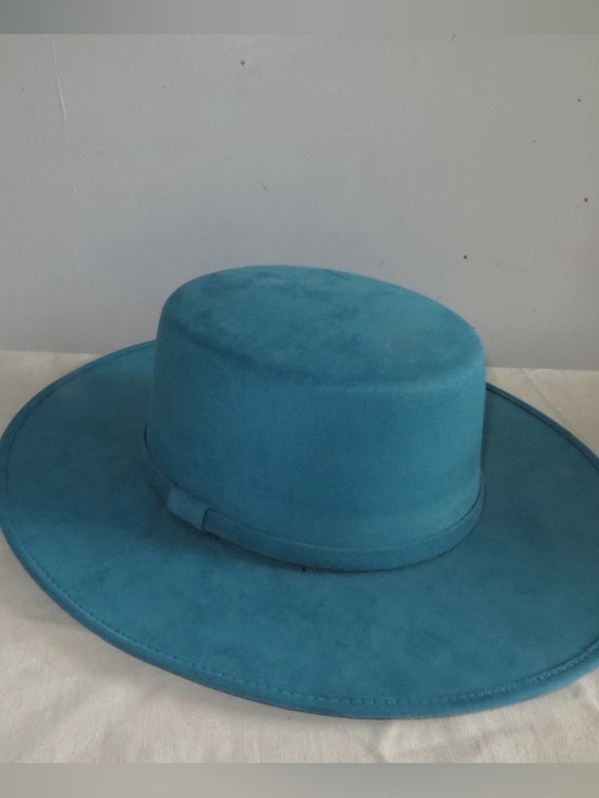 Bolero boater hat Stylish Wide-Brim Teal Women\'s Felt Hat